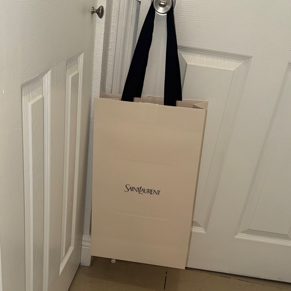 Saint Laurent Beige Shopping Bag with Black Handles